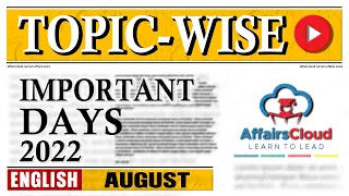 August 2022 - Important days | English | AffairsCloud