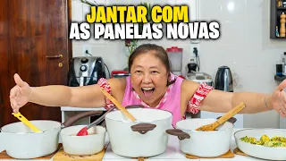 FAZENDO UM JANTAR COM AS PANELAS NOVAS QUE GANHEI | TIA DO JOINHA