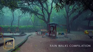 Walking in Heavy Rain | 4 Hours Our Rain Walks Compilation | ASMR Rain Sounds for Sleep & meditation