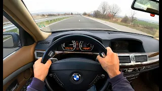BMW 745i E65 333 hp | POV Autobahn Highway Test Drive Speeding | 4K