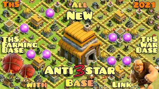 TOP NEW! TOWN HALL 5 (Th5) ANTI 3 STAR BASE With Link | th5 war base | coc