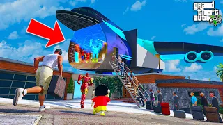 Franklin & Shinchan First Richest Plane Experience With All Avengers In GTA 5 | HaNtHaKuDu