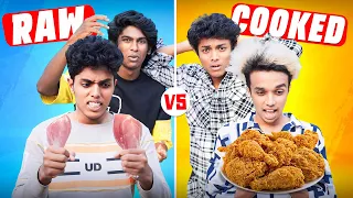 RAW vs COOKED Challenge 😱 Chicken Leg Piece 😂🍗 എട്ടിന്റെ പണി 😂 We Talks #wetalks