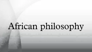 African philosophy