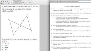 Proving Triangles Congruent - Basic Example