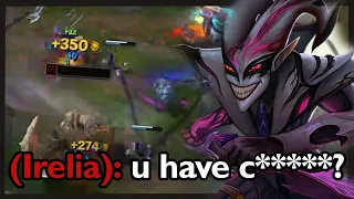 Irelia's meltdown against CHALLENGER Shaco mid