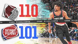 Game Highlights | Portland Trail Blazers 110, Detroit Pistons 101 | Nov. 1, 2023