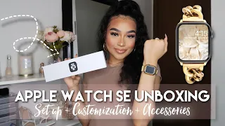 Apple Watch SE Unboxing ♡ Set up + Accessories (2022) | 40MM Space Grey ~Aesthetic Asmr~