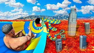 $1 VS $1,000,000 LAVA Waterslide in GTA 5 | GIANT Lava WATERSLIDE | Lovely gaming