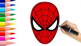 HOW TO DRAW SPIDERMAN MASK STEP BY STEP / SPIDERMAN FACE MASK DRAWING