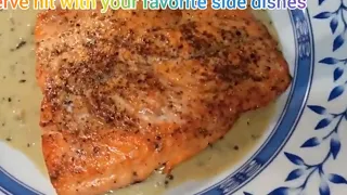 Easy Pan Seared Salmon with Creamy Garlic Mustard Sauce