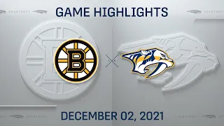 NHL Highlights | Bruins vs. Predators - Dec. 2, 2021