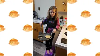 Cooking & flipping pancakes for breakfast!