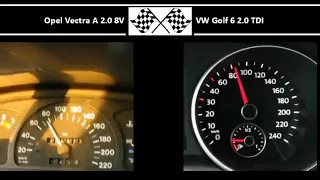 Opel Vectra A 2.0 8V VS. VW Golf 6 2.0 TDI - Acceleration 0-100km/h