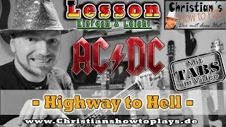 How to Play ACDC HIGHWAY TO HELL Hauptriff Tabs Akkorde Akustik Gitarre lernen Tutorial