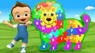 Lion Animal Puzzle Wooden Toy Set 3D Little Baby Learning ABC Alphabets Song Children Kids Education