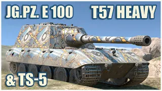 Jagdpanzer E 100, T57 Heavy & TS-5 • WoT Blitz Gameplay