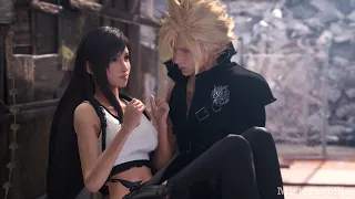 Cloud catches Tifa - Final Fantasy 7 Remake