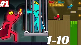 Red And Blue Stickman Gameplay Walkthrough Level 1-10 iOS Android Parkour Animation