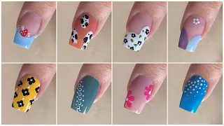 8 Easy and simple nail art designs at home || Dotting tool nail art