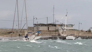 Wild winds in lefkada channel 28-9-2018 Storm Medicane Zorba Greece