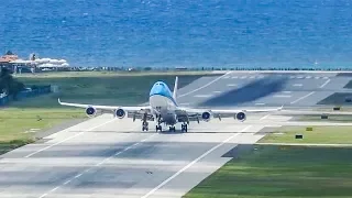 AMAZING TAKE OFF - KLM BOEING 747 at SINT MAARTEN AIRPORT - Low Landing above Maho Beach