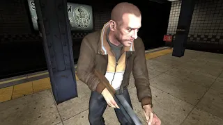 Niko Bellic (GTA 4) Vs Trevor, Franklin & Michael (GTA 5) in a Train Station Shootout.