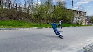 Downhill Longboard Fails during stand-up slides tanning