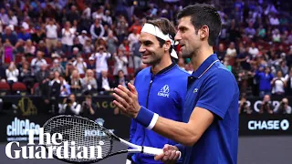 Novak Djokovic accidentally hits Laver Cup doubles partner Roger Federer with ball