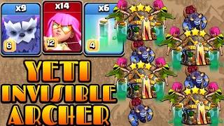 New Level 6 Yeti Attack Strategy With Invisible Super Archer! Most Powerful Th16 Attack Strategy COC