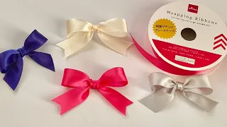 【両面サテンリボン】可愛いリボンの作り方／[Double-sided satin ribbon] How to make a cute ribbon bow