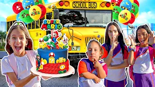 Jéssica e seu aniversário Surpresa do Mário BROS no ônibus escolar (Jessica Sousa)