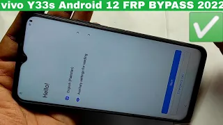 Vivo Y33s FRP Bypass Android12 2022 | Vivo Y33s Google Account Bypass | Without Pc |