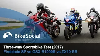 2017 Sportsbike Test: Honda Fireblade SP vs Suzuki GSX-R1000R vs Kawasaki ZX-10RR on Road and Track