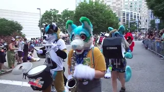 Anthrocon 2022 20 Fursuit Parade - Fancy Fox, Telephone, Yappy, and the Fursuit Marching Band