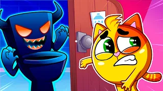 Potty In The Dark 👹🚽 Potty Training With Cat 🐵🐨😻 + Kids Cartoon | Animation For Kids