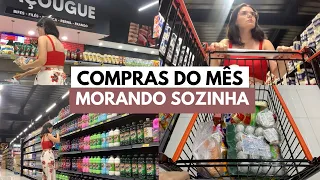 COMPRAS DO MÊS NO MERCADO MORANDO SOZINHA (alimentação simples e saudável)