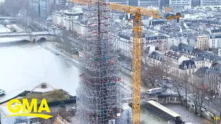 'GMA' views Notre Dame Cathedral's new spire amid reconstruction