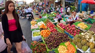 Cambodian street food - Walking tour at Russian market delicious fresh fruit, pork, chicken & more