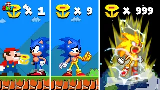 Super Mario Bros. but Every Golden Flower makes Sonic to Gold Sonic | Game Animation