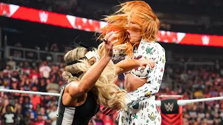 Becky Lynch Attacks Trish Stratus & Hits Her in the Nose on WWE Raw (Jul. 17, 2023)