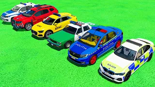 POLICE CARS OF COLORS ! TRANSPORTING BMW, DACIA, VOLKWAGEN, AUDI POLICE CARS WITH MAN TRUCKS! FS22