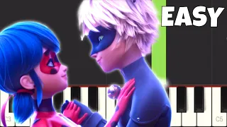 Stronger Together - EASY Piano Tutorial - LadyBug & Cat Noir Movie
