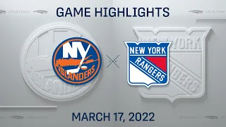 NHL Highlights | Islanders vs. Rangers - Mar. 17, 2022