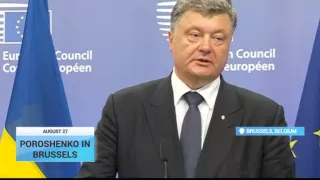 Poroshenko in Brussels: Ukraine’s President says Russia must abide by existing truce