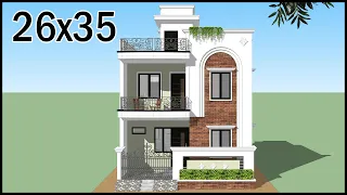 26x35 3D House Design, 4BHK House Plan With Elevation Design, Gopal Architecture
