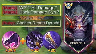 DAMAGE DYRROTH HYPER IN SOLO RANK GAME?! THEY THINK IM USING HACK (99.9% 1 SHOT)