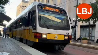 Riding Dallas DART Rail Orange Line, Downtown Dallas to LBJ/Central Station, Kinki Sharyo Train