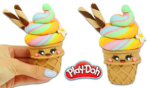 How to Make a Cute Play Doh Rainbow Ice Cream Swirl | Fun & Easy DIY Play Dough Arts and Crafts!