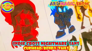 Drawing FRIDAY NIGHT FUNKIN'-Indie Cross Nightmare [Devil's Gambit] Sans/Cuphead/Bendy/Tails #001